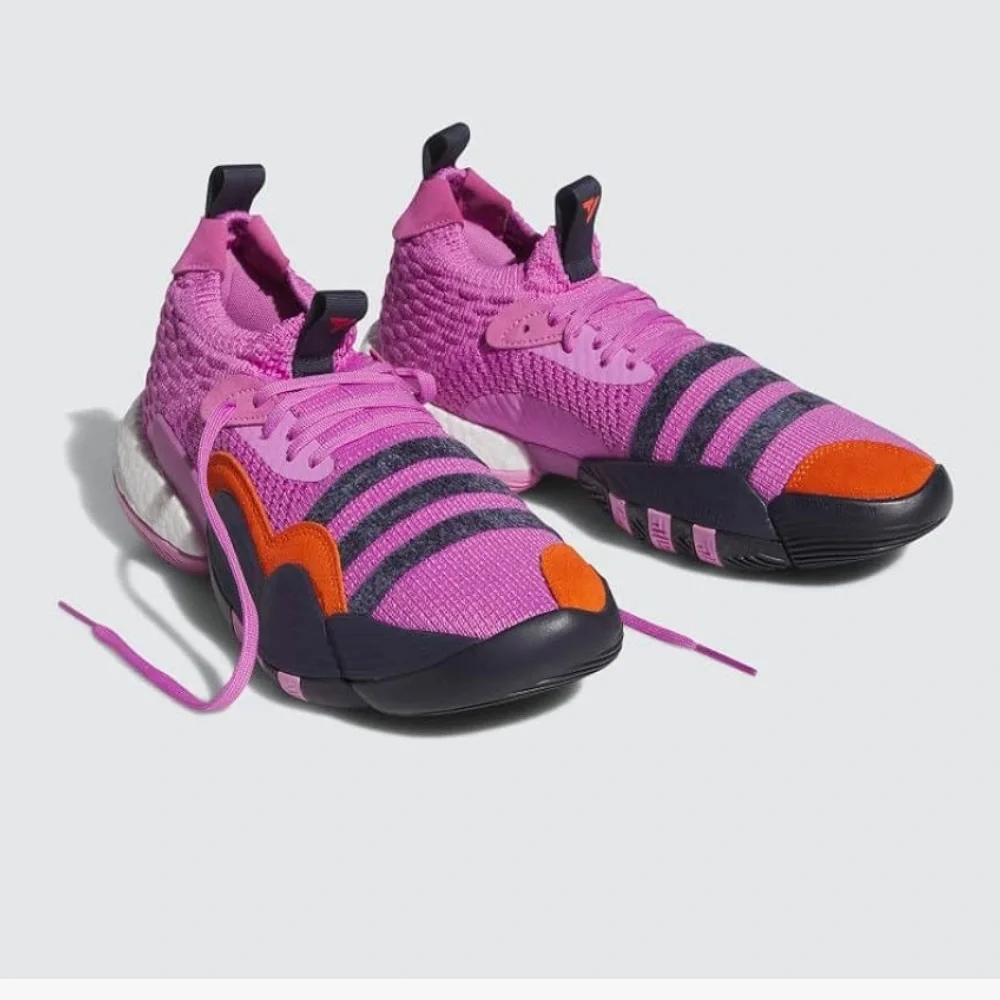 Vibrant Lilac and Black Sneakers with Orange Accents Trae 2 Basketball Sneakers